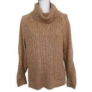 Talbots Cotton Cable Knit Cowl Neck Sweater Size LP